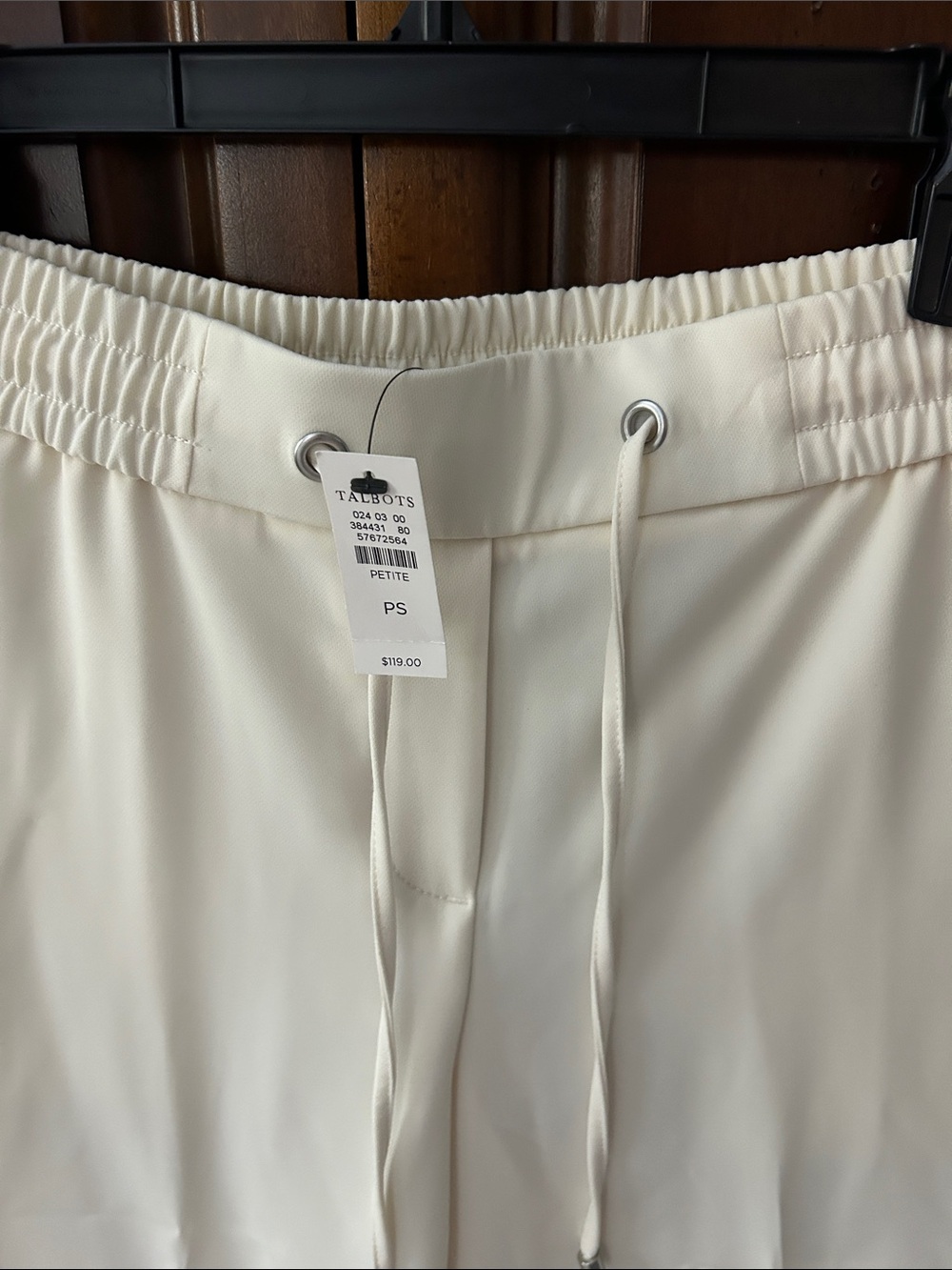 Talbots Cream Pull-On Drawstring Pants/NWT - Picture 2 of 6